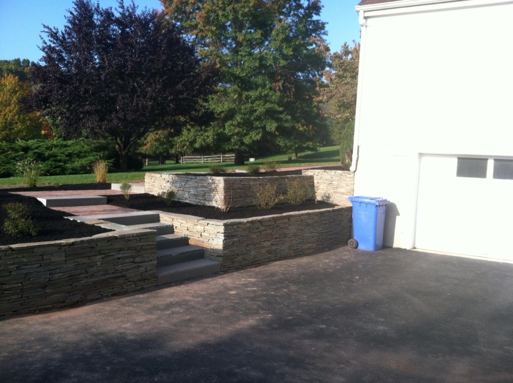 Natural Stone Wall, Steps and Landscape
